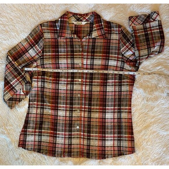 Alia SZ 12 Woman’s Stylish Soft Colorful Button Down Plaid Blouse/Top - Picture 9 of 11